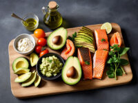 Vitamin-B Lebensmittel, Lachs, Avocado, Blattgemüse, Eier